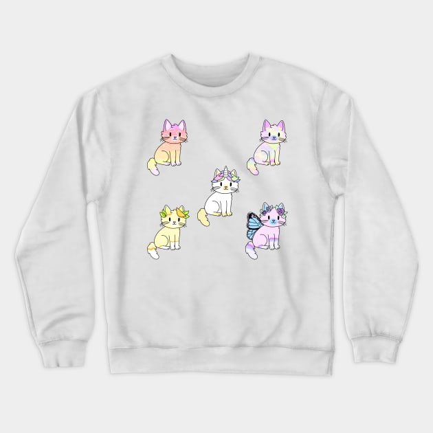 Kitties Sticker Pack 6 Crewneck Sweatshirt by casserolestan